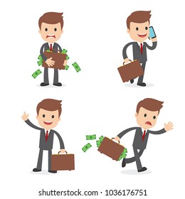A funny cartoon businessman carrying a briefcase