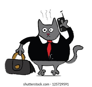 Funny cartoon businessman cat