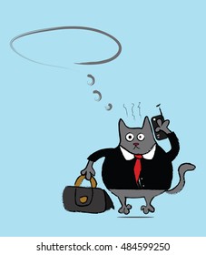 Funny cartoon businessman cat
