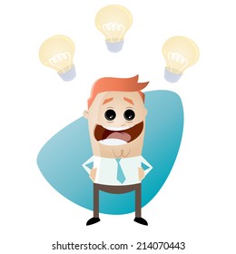 funny cartoon businessman has an idea