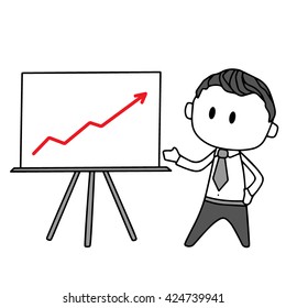 Funny cartoon businessman, presentation.
