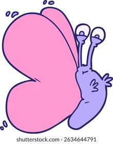 funny cartoon butterfly in bright neon colors