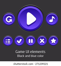 Funny cartoon buttons for design of mobile games