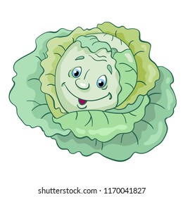 Funny cartoon Cabbage. Isolated on a white background. Vector illustration.