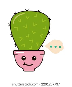 Funny Cartoon Cactus. Vector illustration