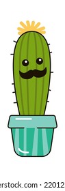 Funny Cartoon Cactus. Vector illustration