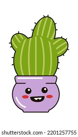 Funny Cartoon Cactus. Vector illustration