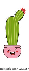 Funny Cartoon Cactus. Vector illustration