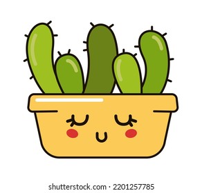Funny Cartoon Cactus. Vector illustration