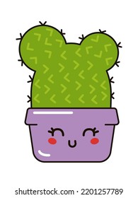Funny Cartoon Cactus. Vector illustration
