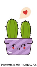 Funny Cartoon Cactus. Vector illustration