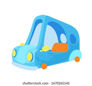 Gracioso camión de caricaturas. Ilustración vectorial para impresiones en pantalones tc, libros infantiles, tarjetas de felicitación, carteles, pegatinas o decoración