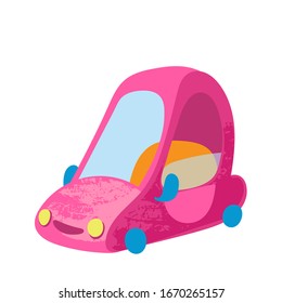 Funny Cartoon Auto. Illustration von Vektorillustrationen für T-Shirt-Drucke, Kinderbücher, Grußkarten, Poster, Aufkleber oder Dekoration