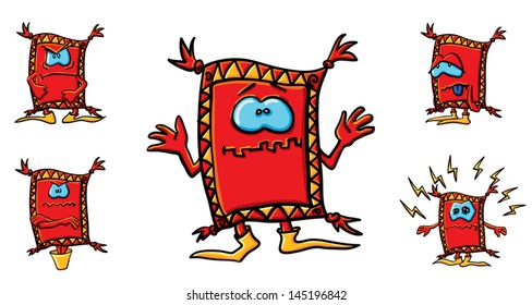 Funny cartoon carpet on the white backgroun