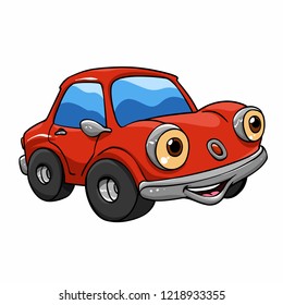 Funny Cartoon Cars Red Car Cartoon Stock Vector (Royalty Free ...