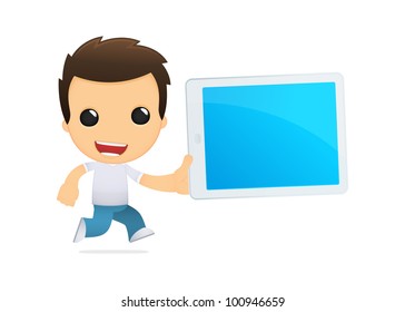 funny cartoon casual man in various poses for use in advertising, presentations, brochures, blogs, documents and forms, etc.