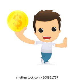 funny cartoon casual man in various poses for use in advertising, presentations, brochures, blogs, documents and forms, etc.