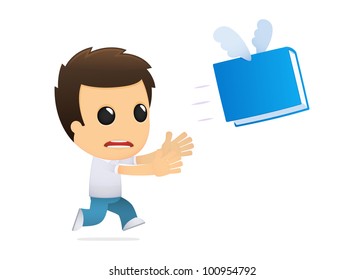 funny cartoon casual man in various poses for use in advertising, presentations, brochures, blogs, documents and forms, etc.