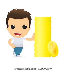 funny cartoon casual man in various poses for use in advertising, presentations, brochures, blogs, documents and forms, etc.