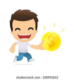 funny cartoon casual man in various poses for use in advertising, presentations, brochures, blogs, documents and forms, etc.