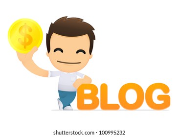 funny cartoon casual man in various poses for use in advertising, presentations, brochures, blogs, documents and forms, etc.