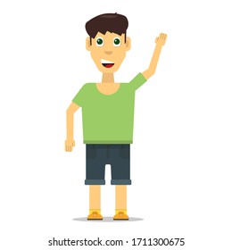 funny cartoon casual man waving