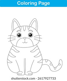 Funny cartoon cat. Coloring pages. Vector illustration