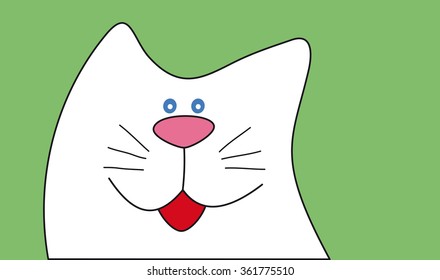 Funny cartoon cat. Flat style vector drawing illustration.
