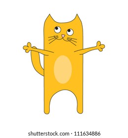 funny cartoon cat isolated on white
