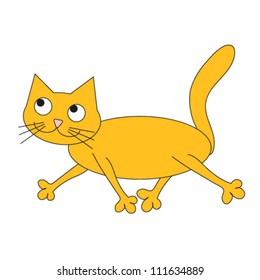 funny cartoon cat isolated on white