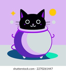 funny cartoon cat in jar