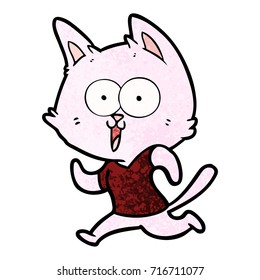 funny cartoon cat jogging