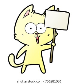 gato de dibujos animados con signo