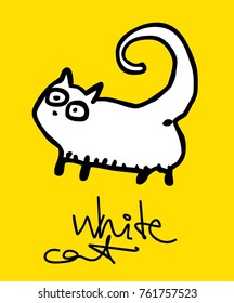 Funny cartoon cat silhouette