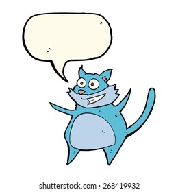 gato de caricatura gracioso con burbuja de habla