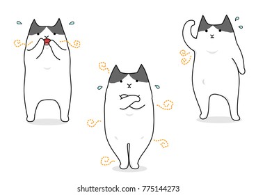 funny cartoon cat suffering with body odor set