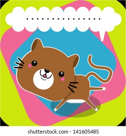Funny cartoon cat with a text bubble
