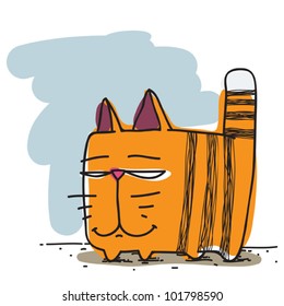 Funny cartoon cat. Vector