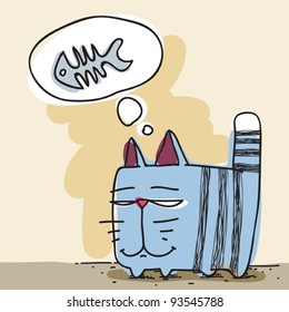 Funny cartoon cat. Vector