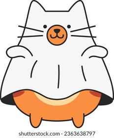 Funny cartoon cat. Vector illustration isolated on a white background.