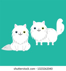 Funny cartoon cats characters, cute pet animals, vector illustration