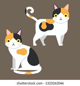 Funny cartoon cats characters, cute pet animals, vector illustration