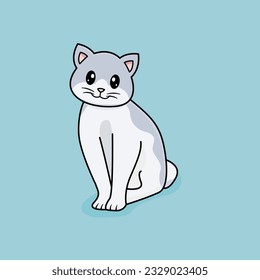 Funny cartoon Cats. Cute Gray Cat Vector Design