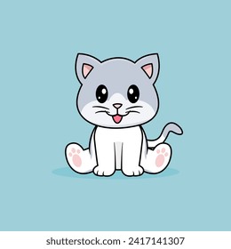 Funny cartoon Cats. Cute Gray Cat Vector Design