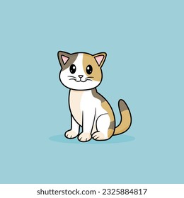Funny cartoon Cats. Cute Triple Striped Cat Vector Design