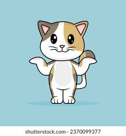 Funny cartoon Cats. Cute Triple Striped Cat Vector Design