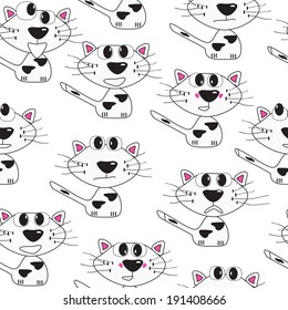 funny cartoon cats.  seamless pattern