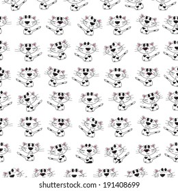 funny cartoon cats.  seamless pattern