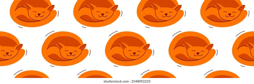 Engraçado desenhos animados gatos dormindo vetor uniforme padrão de fundo têxtil, papel de parede adormecido ou roupas de cama para crianças, imagem de ilustração infantil.