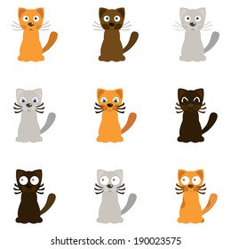 Funny cartoon cats, vector illustration